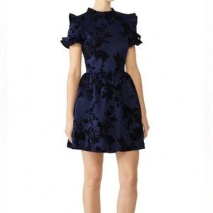 Slate & Willow Black and Blue Victorian Ruffle Mini Dress M Medium